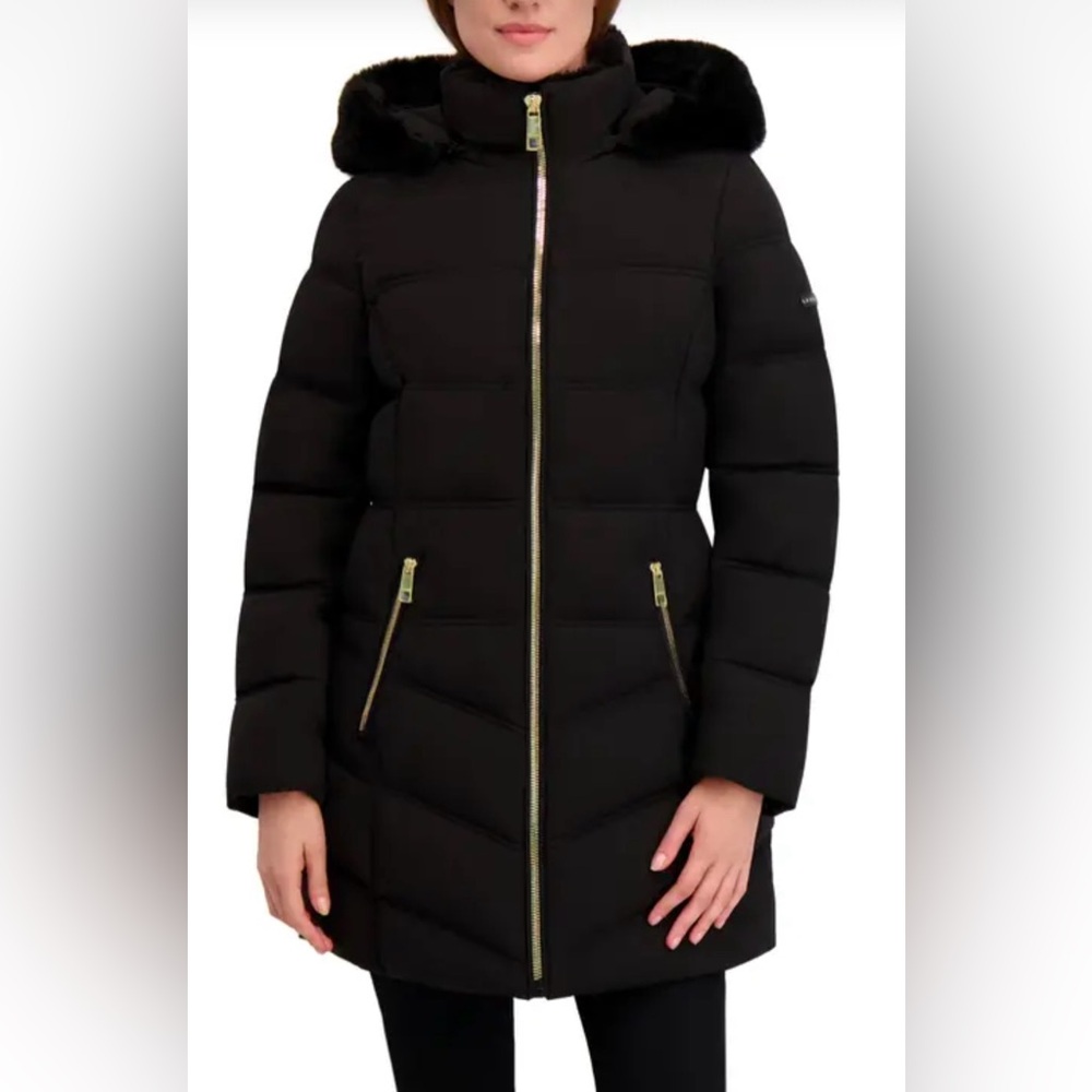 🌷💎💎H by Halston Black Hooded Puffer Coat